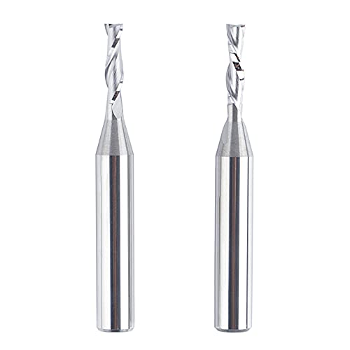 ▶ Juego de brocas espirales de 1/8 pulgadas de diámetro de corte, con vástago de 1/4 pulgadas de corte hacia arriba y hacia abajo CNC fresas grabadoras de 5 cm de largo para carpintería