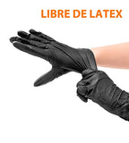 Guantes De Nitrilo Negro Libre de Latex Sin Polvo deshechable resistente antiadherente uso industrial alto rendimiento ideal para cocinar pack de 100 piezas (Large) (La presentacion puede variar)