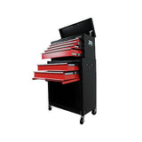 ▶ Combo Caja de Herramientas y Estante Móvil 9 Cajones fabricando en Metal Color Rojo