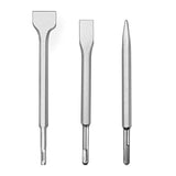 Juego de 3 cinceles SDS Plus que incluye cincel plano, cincel de punta y cincel de escalado SDS-Plus, juego de herramientas de taladro de martillo giratorio para azulejos de hormigón, mampostería de ladrillo