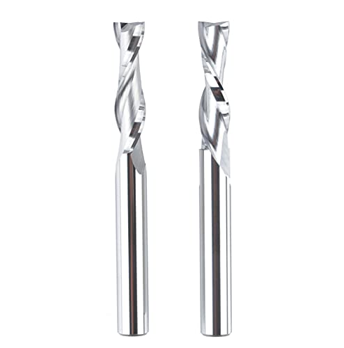 ▶ Juego de brocas espirales de 1/4 pulgadas de diámetro de corte, con vástago de 1/4 pulgadas de corte hacia arriba y hacia abajo CNC fresadora grabadora de 2-1/2 pulgadas de largo para carpintería