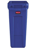 ▶ Rubbermaid Commercial Vented Slim Jim Trash Can Waste Receptacle, 16 Gallon, Blue, Plastic,