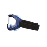 ▶ Gafas de seguridad Odyssey II S80200, antiniebla, resistente a los arañazos, protector de ojos sin látex para hombres y mujeres con lente transparente de doble panel, marco azul