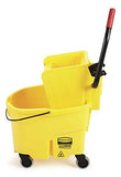 ▶ Rubbermaid  Commercial WaveBrake - Sistema de Trapeador Combo de Cubeta y Escurridor de Presión Lateral, 26 Cuartos, color Amarillo