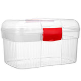 Red First Aid Clear Container Bin/Family Emergency Kit Storage Box w/Detachable Tray - MyGift