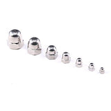 ▶ Hilitchi 140-pcs M3 M4 M5 M6 M8 M10 M12 Acorn Dome Cap Head Kit Surtido de tuercas hexagonales de acero inoxidable 304