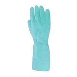 ▶ Guantes resistentes a los productos químicos de nitrilo sin forro, talla grande (12 pares), Verde claro, Large