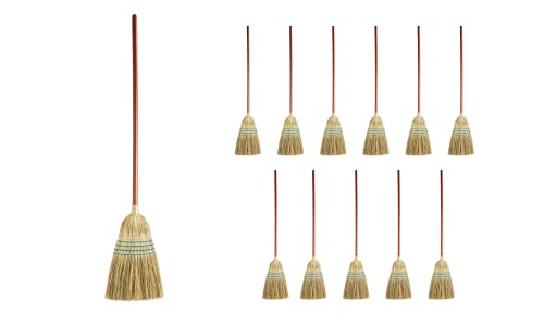 Rubbermaid Commercial Warehouse Heavy-Duty Corn Broom, 1 1/8 Inch Wood Handle, Blue