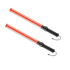 Paquete de 2 bastones de seguridad de tráfico de señal con clip 2 modos varitas de tráfico para control de tráfico, guías de estacionamiento, señalización de emergencia