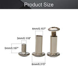 🔩 MroMax Kit de Clasificación de Tuercas Ciegas Para Pernos de Conexión M3, 20 Tornillos de Rosca de Acero al Carbono Para álbumes de Recortes, álbumes de Fotos, Encuadernación Y Reparación de Cinturones de Cuero