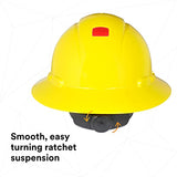 ▶ 3M Sombrero duro de ala completa H-802V-UV, suspensión amarilla de trinquete de 4 puntos, ventilado, con Uvicator