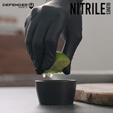 Defender Safety - Guantes de nitrilo negro, grado industrial, sin látex, desechables, sin polvo (negro) (grandes, 100 unidades (3.5 mil)