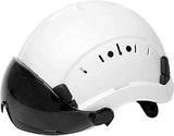 ▶ Casco duro de seguridad ajustable de ABS con suspensión de 6 puntos, perfecto para el trabajo en altura de equitación, escalada, construcción general de protección de sombreros (visera ahumada)