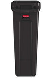 Rubbermaid Commercial Vented Slim Jim Trash Can Waste Receptacle, 23 Gallon, Brown, Plastic,