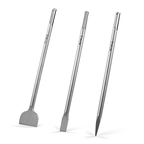 Broca cincel de taladro giratorio para mejorar el hogar, juego de brocas de mampostería de acero resistente, punta plana de 18 pulgadas y cincel de escala con vástagos SDS Max, kit de herramientas de hormigón de piedra de ladrillo de azulejos