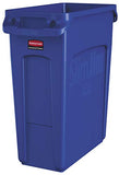 ▶ Rubbermaid Commercial Vented Slim Jim Trash Can Waste Receptacle, 16 Gallon, Blue, Plastic,