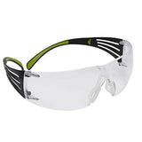 3M Gafas de seguridad, SecureFit, paquete de 20, ANSI Z87, lente transparente antiarañazos, marco verde/negro, patillas flexibles