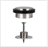 EVI | Tope adhesivo para puerta | 1.37 x 0.8 pulgadas | Base roscada | Goma negra | Acero inoxidable | Incluye tornillo + anclaje de sujeción | Mod. I-203