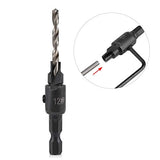 Juego de  brocas de taladro avellanado de 1/4"Fresa de vástago hexagonal Herramientas de carpintería para taladro + L-Llave