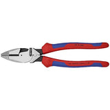 ▶ KNIPEX  Alicates de lineman de apalancamiento ultra alto de 9.5 pulgadas con extractor de cinta de pescado y crimpadora