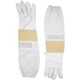 ▶ Guantes de jardinería de piel de cabra para apicultura con mangas ventiladas y puños elásticos a prueba de picaduras para jardinería, trabajo, cactus y poda de rosas