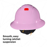 ▶ 3M Casco seguridad  duro de ala completa , rosa, suspensión de trinquete de 4 puntos, con Uvicator