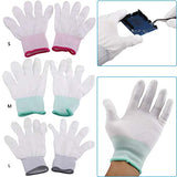 ▶ Guantes Antiestáticos antideslizante, guante de trabajo, 1 par de dedos recubiertos de poliuretano para trabajadores electrónicos, guantes de trabajo para hombres (Small (pink overlock))