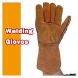 ▶Guantes de Soldador de Cuero Anti-Heat Guantes de Seguridad for soldar Guantes de protección de Metal for soldar Resistente al Calor