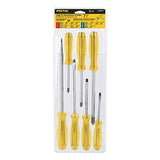 ▶ PRETUL  Juego de 7 desarmadores de golpe, mango ámbar de PVC