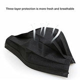 ▶ Mascarillas desechables , 50 unidades, cómodas máscaras protectoras para el hogar, oficina, viajes, 3 capas, transpirable, filtro de seguridad, antipolvo, cubierta bucal (negro)