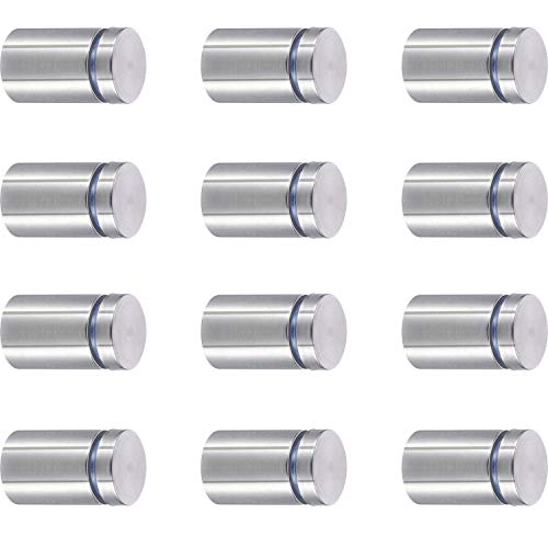 Soportes para letreros de 3/4 x 1 pulgada, tornillos de soporte, soportes de pared para tornillos, accesorios de montaje para publicidad, vidrio, acrílico, acero inoxidable (12)