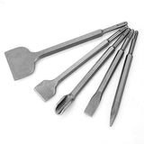 ▶ Juego de broca cincel de taladro percutor SDS Plus, broca de cincel de martillo giratorio 5PCS, cinceles de punta/ranura/planos, cincel con soporte sds-plus, para pared, concreto, piedra, etc.