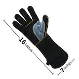 ▶ Guantes de soldador de piel para parrilla de 16 pulgadas, resistentes al calor/