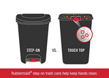 Rubbermaid Bote de basura clásico de 13 galones con tapa y pedal de acero inoxidable, cubeta de basura negro para cocina