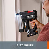 Pistola de uñas inalámbrica de 20 V WX840.1, PowerShare, clavadora 2 en 1 y grapadora de corona estrecha, luz LED, batería y cargador incluidos