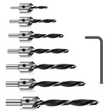 ▶Juego de Brocas Avellanadoras de Carpintería con Revestimiento de Titanio Juego de Brocas HSS para Carpintería Broca Avellanadora con Chaflán 7pcs