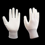 ▶ Guantes Antiestáticos de nailon blancos antideslizantes  de poliuretano, aptos para mecanizado, montaje electrónico, automóvil, construcción de sitios, carga y descarga (20 unidades)