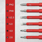 Juego de 5 Desarmadores Aislados de 1000V, Desarmadores Electrotécnico con Estuche, Destornillador con Hojas Intercambiables, Destornillador para Reparaciones Domésticas