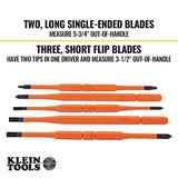 ▶ Juego de desarmadores intercambiables con aislamiento 8 en 1. Mango con aislamiento, 5 barras intercambiables con aislamiento y un estuche de transporte. - Mod. 32288