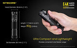 Combo: NITECORE E4K Next Generat Linterna – 4400 lúmenes con llavero Tiki Mini LE – 300 lúmenes