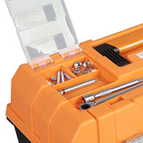 ▶ Caja de herramientas de plástico de 17 pulgadas, organizador de caja de herramientas portátil de almacenamiento multifunción de 3 niveles, negro/naranja ATRJH-3430T