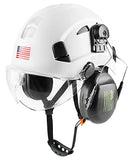 ▶GREEN DEVIL Unisex-Adulto Casco De Seguridad Casco Duro Con Visera Y Protección Para Los Oídos Casco De Trabajo De Abs Ventilado, Liviano Y Ajustable Para Hombres Y Mujeres Suspensión De 6 Puntos Aprobado