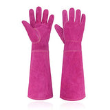 ▶ Guantes de jardinería  de piel para mujer, a prueba de torceduras, guantes de jardinería de alta resistencia, longitud del codo, guantes de poda de rosas