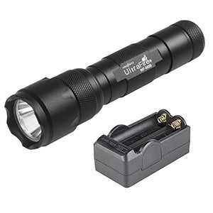 UltraFire Linterna de mano de modo único WF-502B, XP-E V6 LED, Super Power de 1000 lúmenes hwawys llevó linternas, pequeña linterna de bolsillo (con batería 18650 y cargador)