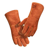 ▶ Guantes de soldador Guantes de soldador de cuero de invierno resistente a alta temperatura resistente al desgaste wear-resistant, anti-scalding, flame retardant