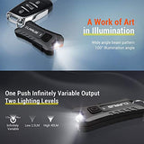 🔦 Linterna recargable Klarus Mi2 Mini llavero linternas LED, súper ligeras y pequeñas, recargables, 40 lúmenes, luz de flash EDC con batería integrada y cable USB (negro)