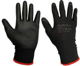 ▶ Guantes Antiestáticos con revestimiento de poliuretano , guantes de trabajo de seguridad, guantes para pantalla táctil, perfectos para trabajos generales y para montaje electrónico (XL, negro)