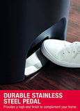 Rubbermaid Bote de basura clásico de 13 galones con tapa y pedal de acero inoxidable, cubeta de basura negro para cocina