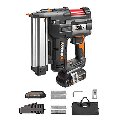 Pistola de uñas inalámbrica de 20 V WX840.1, PowerShare, clavadora 2 en 1 y grapadora de corona estrecha, luz LED, batería y cargador incluidos