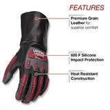 ▶Guantes de soldador de  piel para soldar y aparejar, resistentes a los impactos, resistentes a los cortes, varios tamaños disponibles (S - 2XL), Negro, Rojo, Large